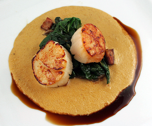scallops with monkfish liver sauce