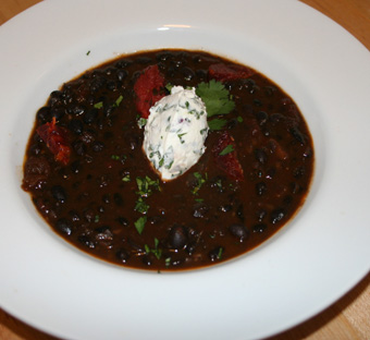 roasted tomatoes and black bean soup