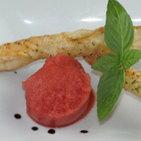 Tomato Sorbet with Basil Twist