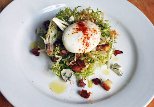 Frisee Salad With Poached Egg Bacon Lardon And Blue Cheese