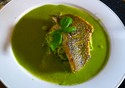 pan seared black sea bass with fennel sauce