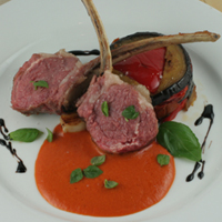 costco rack of lamb with red pepper sauce