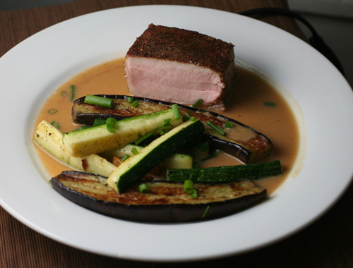 sous vide pork chop with miso butter sauce