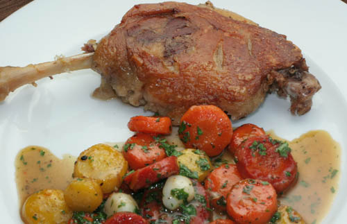 duck confit with carrots