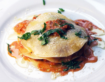 open roasted heirloom tomato ravioli