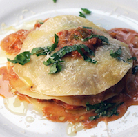 roasted tomato open ravioli